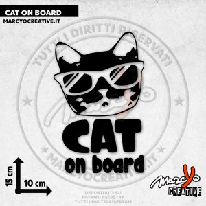 Adesivo Sticker prespaziato " CAT ON BOARD "