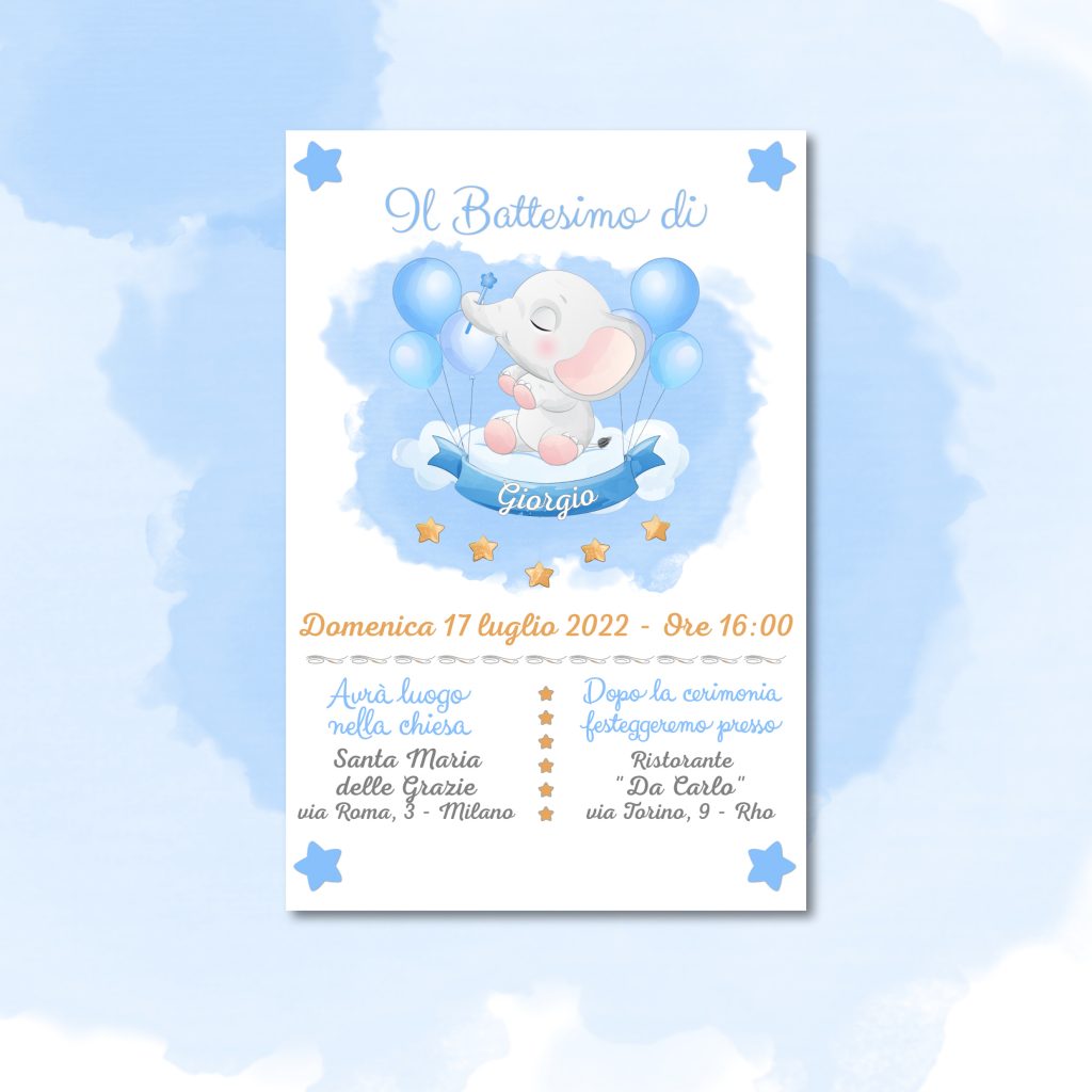 Grafica per battesimo bimbo. Da personalizzare. Graphic for baptism.  Customizable – HandMagic