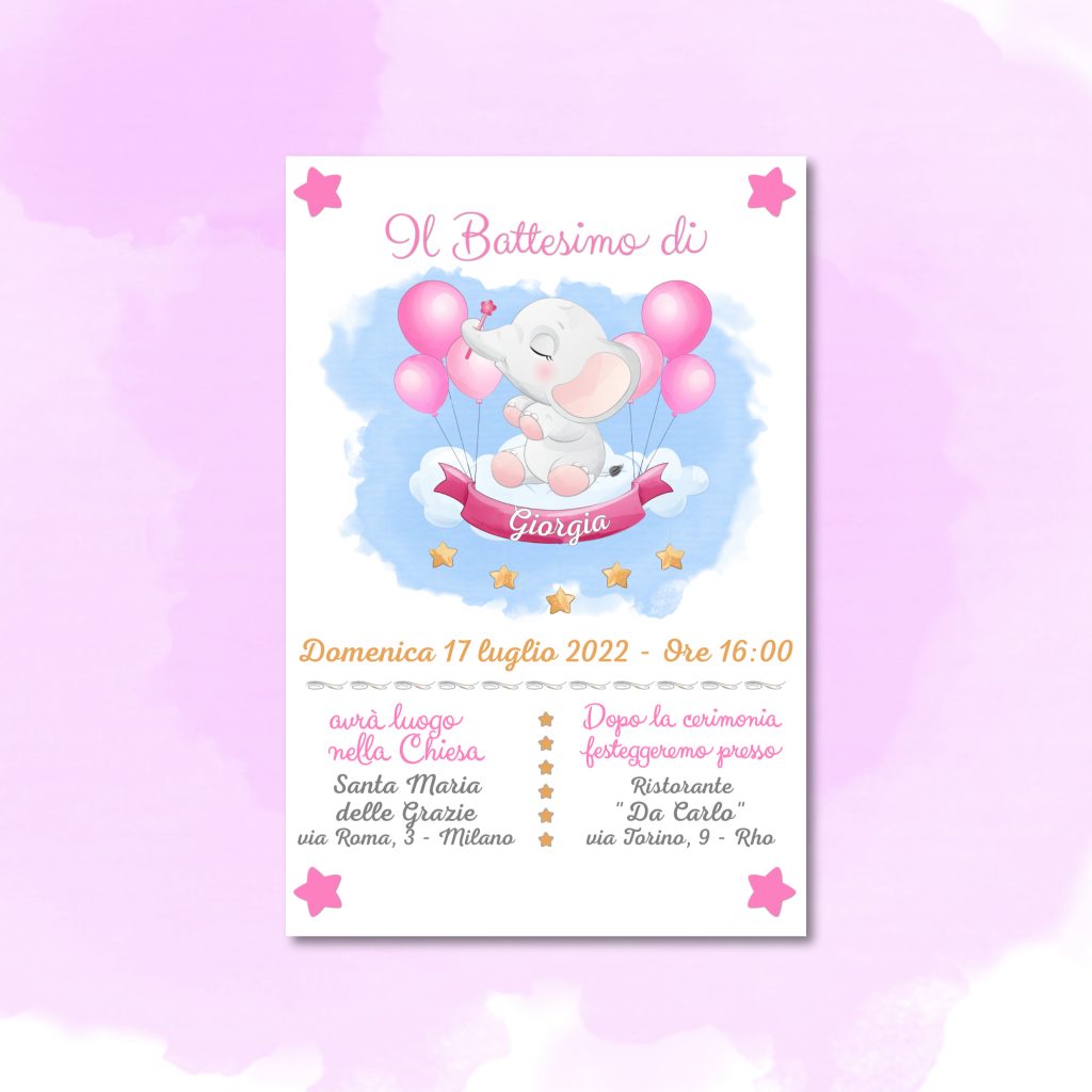 Bigliettini Battesimo HAPPI GIRL con personalizzazione