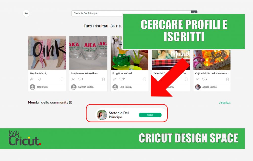 CERCARE PROFILI SU CRICUT DESIGN SPACE